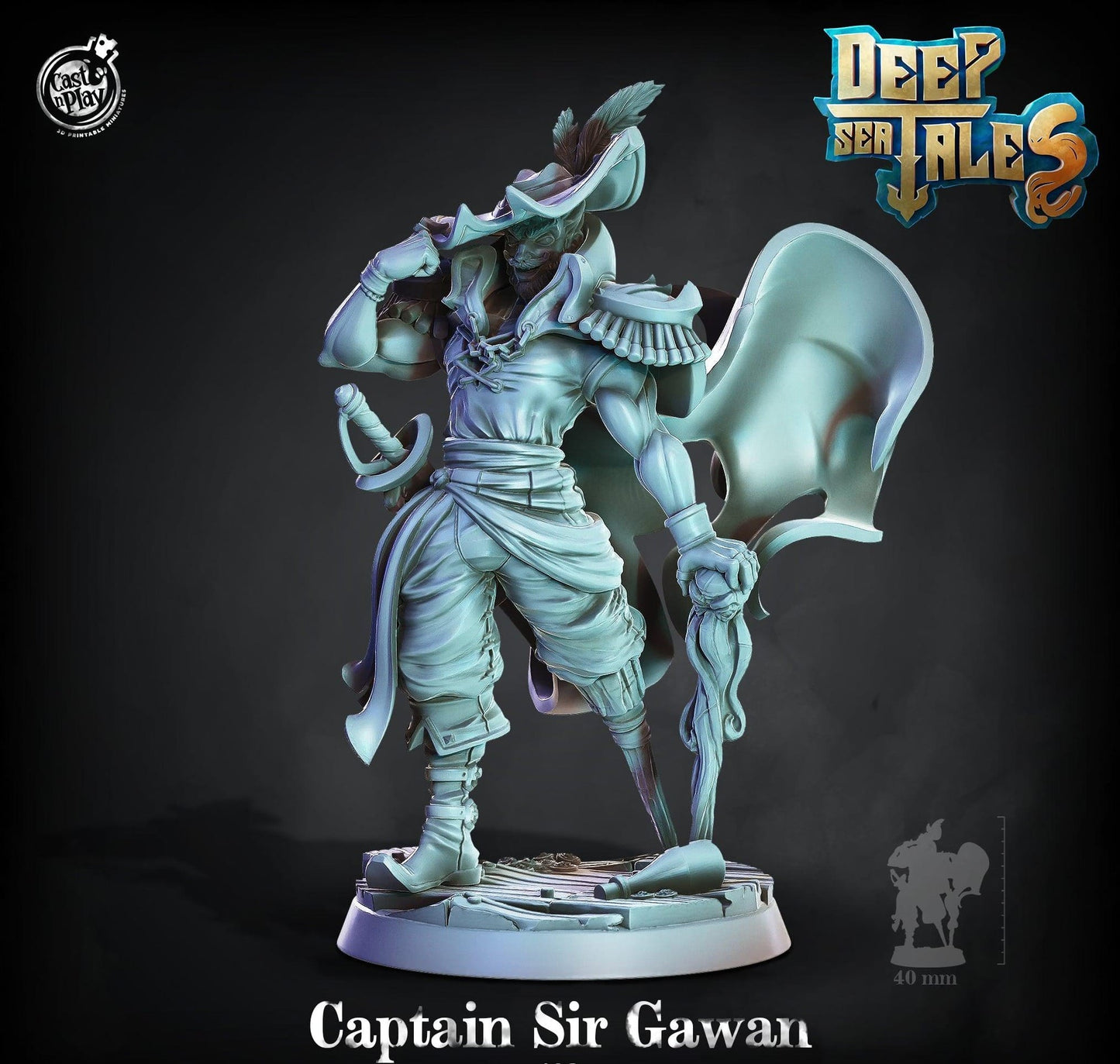 3D Printed Cast n Play Captain Sir Gawan Deep Sea Tales 28mm 32mm D&D - 3D Printing Boss 