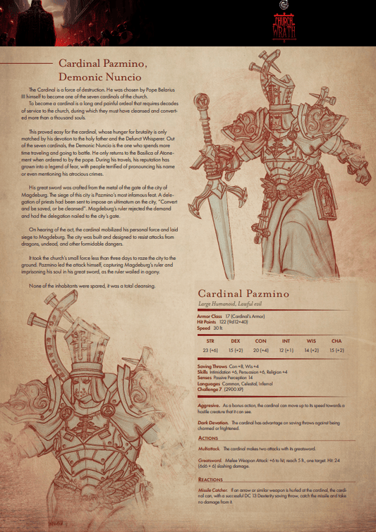 3D Printed Cast n Play Cardinal Pazmino Demonic Nuncio Church of Wrath 28mm 32mm D&D - 3D Printing Boss 