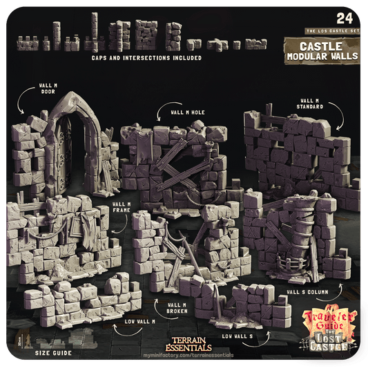 3D Printed Cast n Play Castle Modular Walls The Lost Castle Terrain Set 28mm 32mm D&D - 3D Printing Boss 