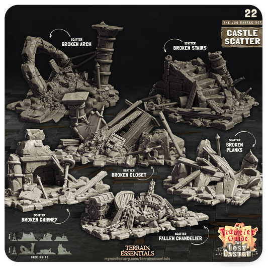 3D Printed Cast n Play Castle Scatter The Lost Castle Terrain Set 28mm 32mm D&D - 3D Printing Boss 