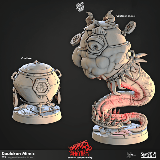 3D Printed Cast n Play Cauldron Mimic Mimics Mayhem Set 28mm 32mm D&D - 3D Printing Boss 