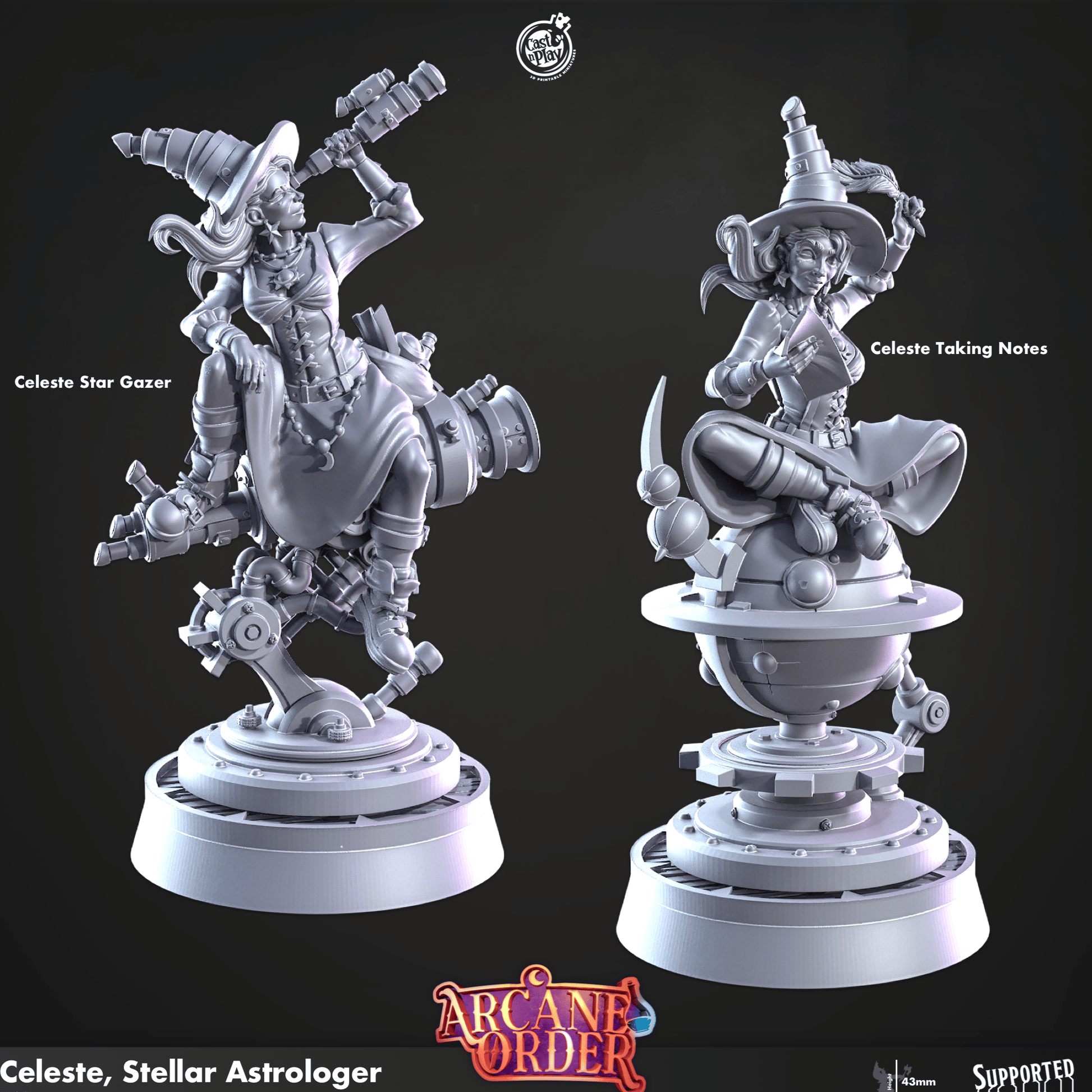 3D Printed Cast n Play Celeste Stellar Astrologer 28mm 32mm D&D - 3D Printing Boss 