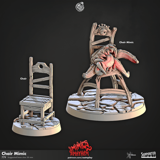 3D Printed Cast n Play Chair Mimic Mimics Mayhem Set 28mm 32mm D&D - 3D Printing Boss 