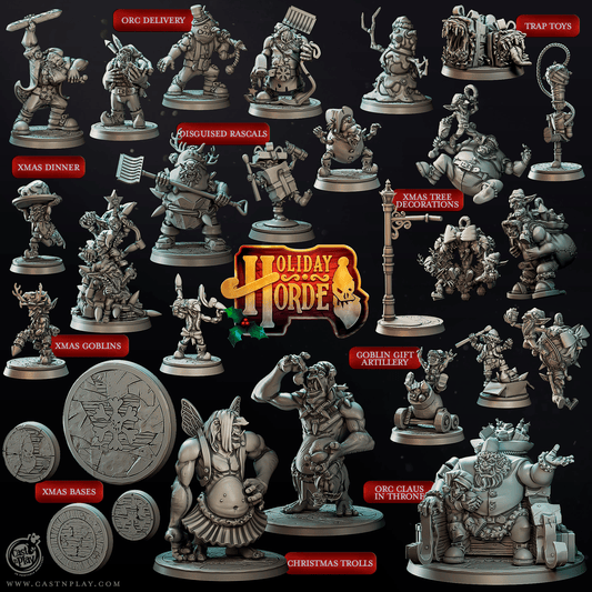 3D Printed Cast n Play Xmas Dinner Holiday Horde Set 28mm 32mm D&D - 3D Printing Boss 
