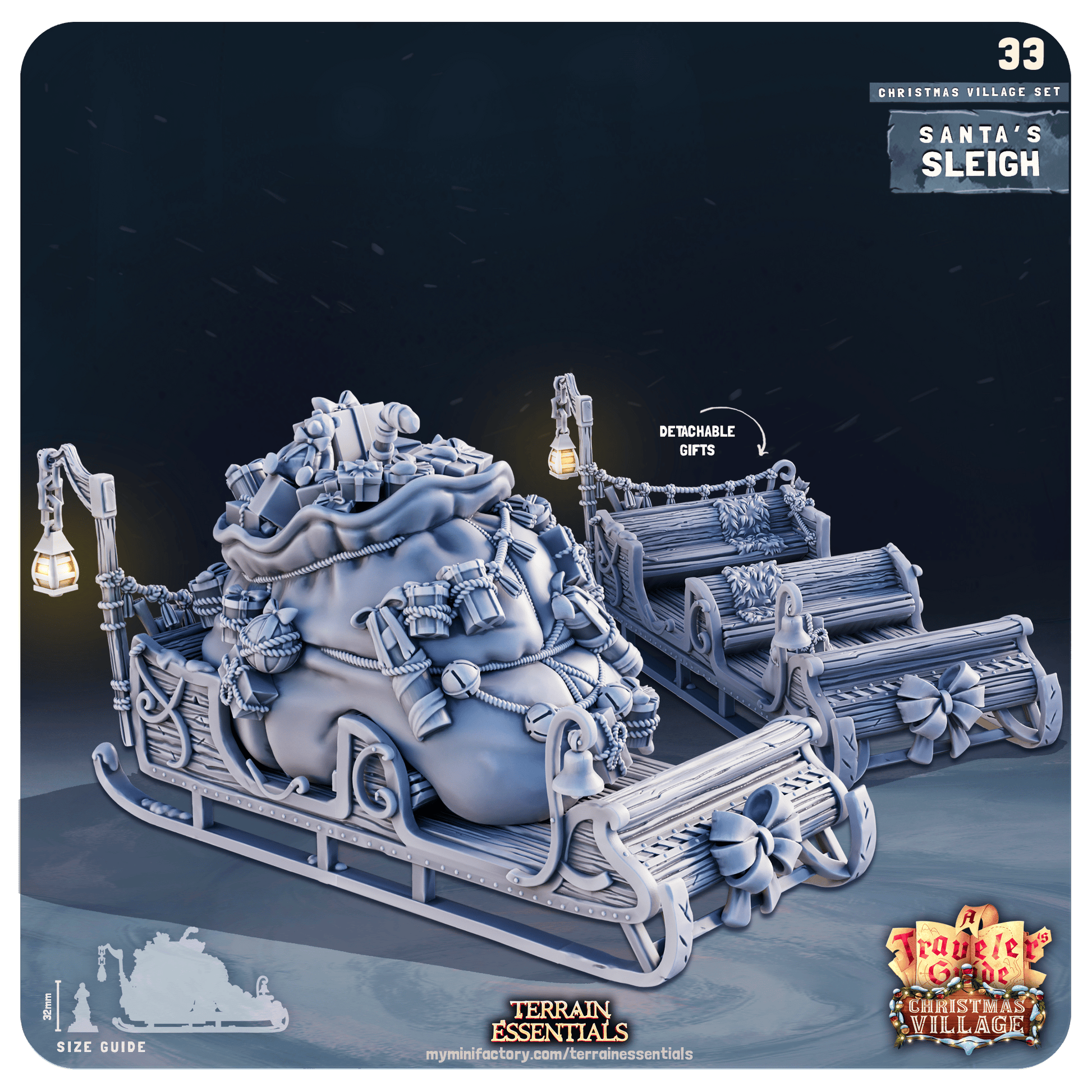 3D Printed Cast n Play Christmas Village Terrain Set 28mm 32mm D&D - 3D Printing Boss 