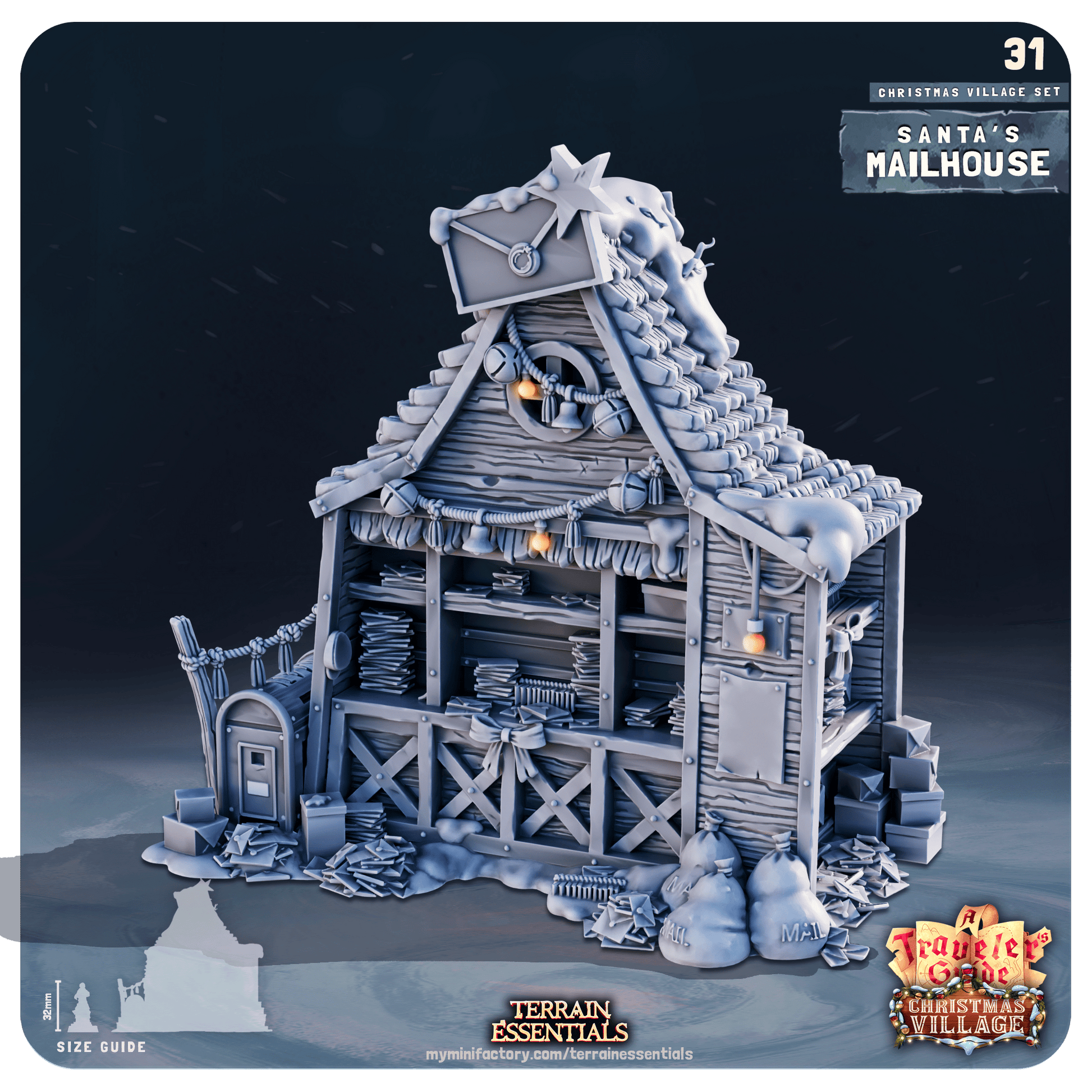 3D Printed Cast n Play Christmas Village Terrain Set 28mm 32mm D&D - 3D Printing Boss 