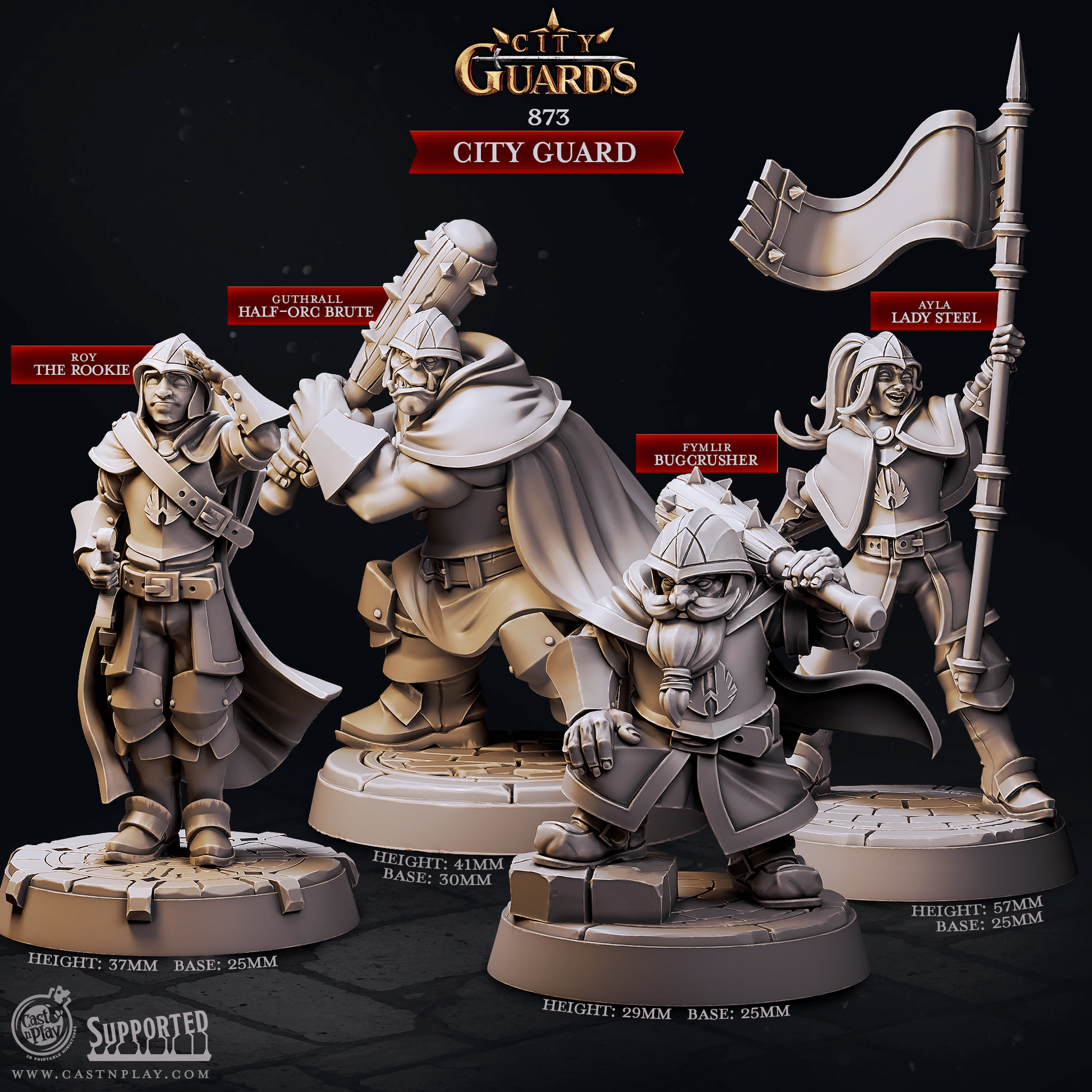 3D Printed Cast n Play City Guard City Guards Set 28mm 32mm D&D - 3D Printing Boss 