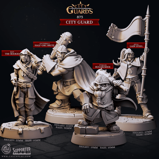 3D Printed Cast n Play City Guard City Guards Set 28mm 32mm D&D - 3D Printing Boss 