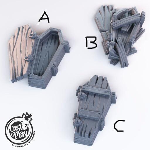 3D Printed Cast n Play - Coffins 28mm 32mm D&D - 3D Printing Boss 