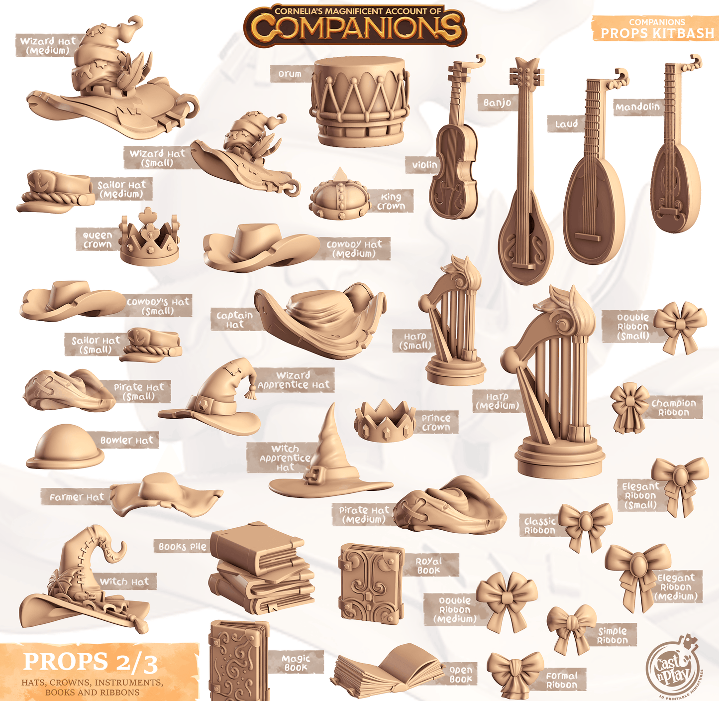 3D Printed Cast n Play Companion's Props Kitbash Companions 28mm 32mm D&D - 3D Printing Boss 