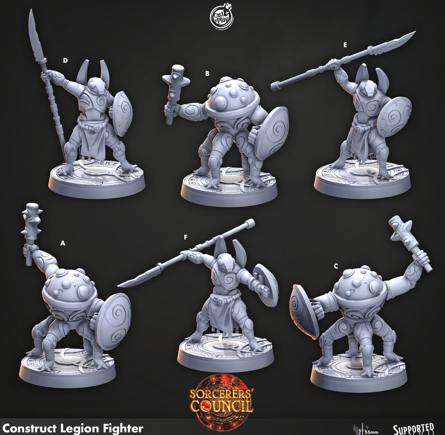 3D Printed Cast n Play Construct Legion Fighter Sorcerers Council 28mm 32mm D&D - 3D Printing Boss 