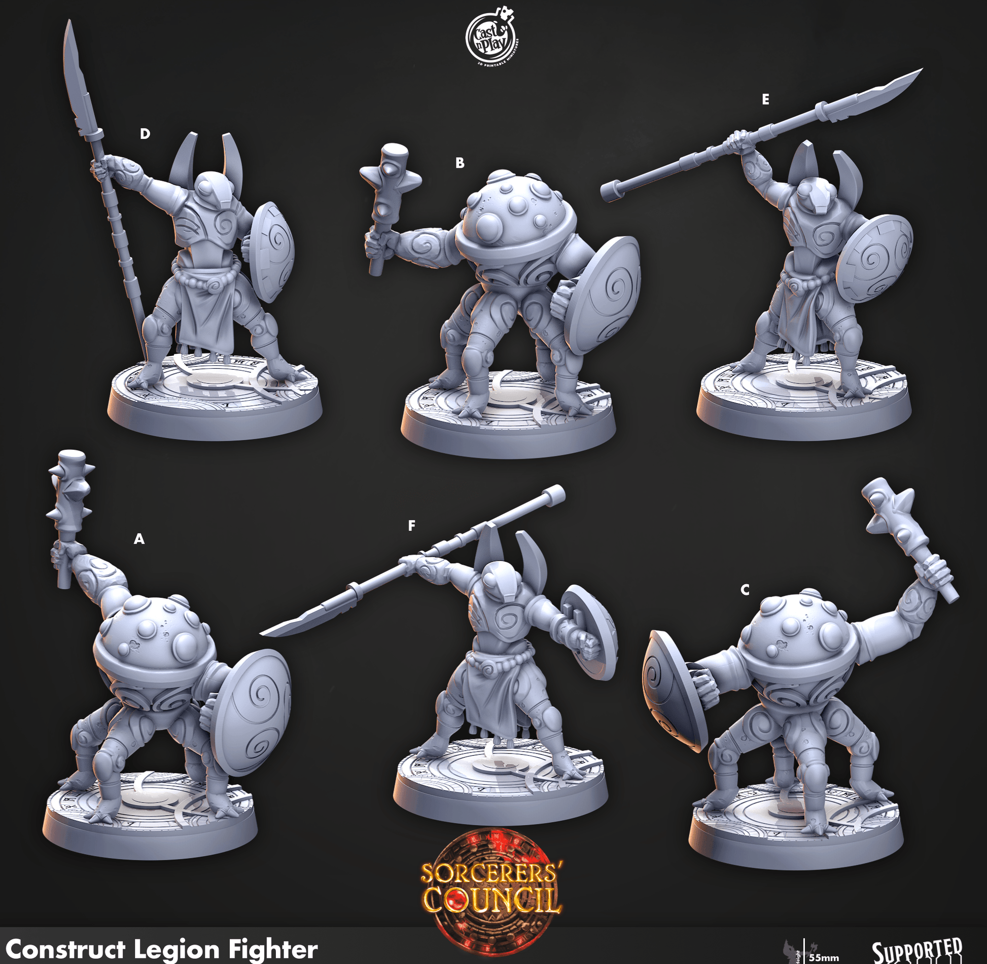 3D Printed Cast n Play Construct Legion Fighter Sorcerers Council 28mm 32mm D&D - 3D Printing Boss 