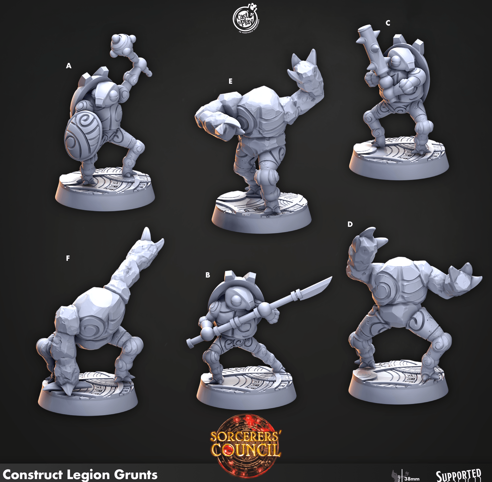 3D Printed Cast n Play Construct Legion Grunts Sorcerers Council 28mm 32mm D&D - 3D Printing Boss 