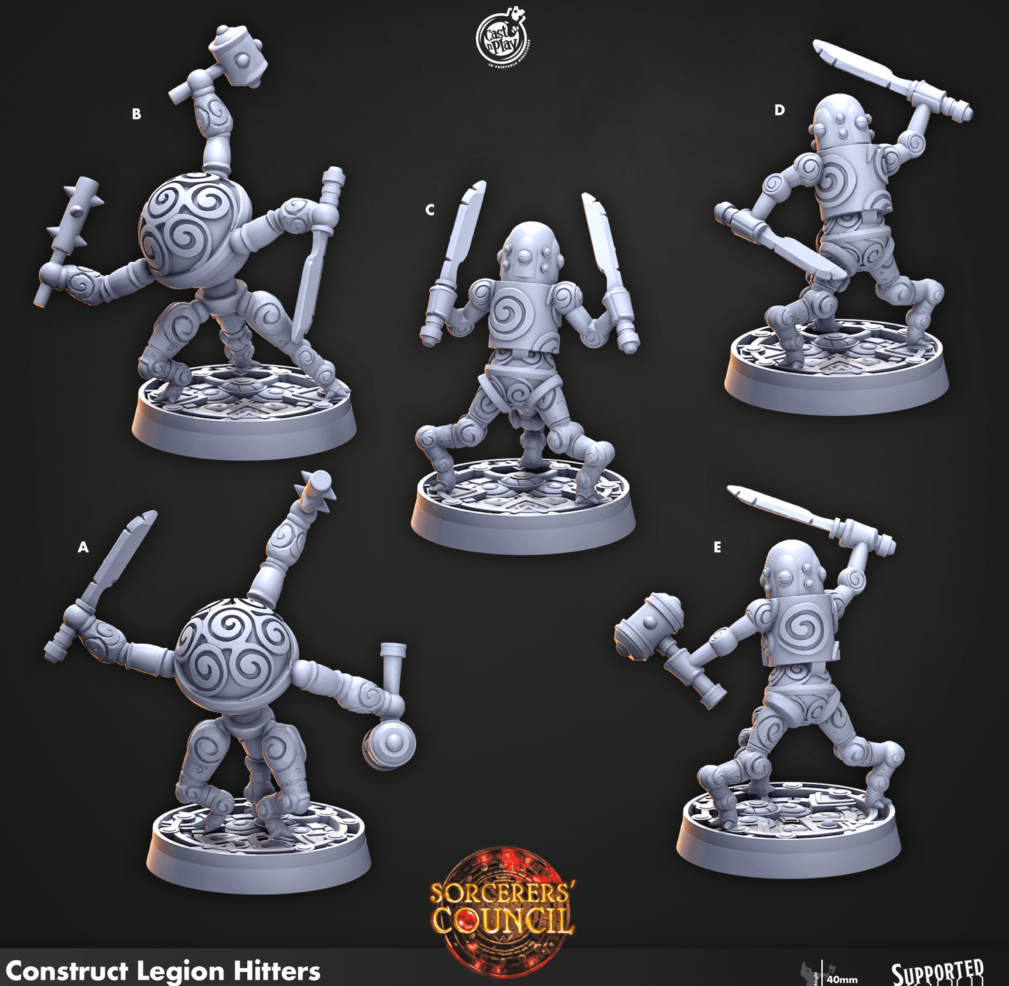 3D Printed Cast n Play Construct Legion Hitters Sorcerers Council 28mm 32mm D&D - 3D Printing Boss 