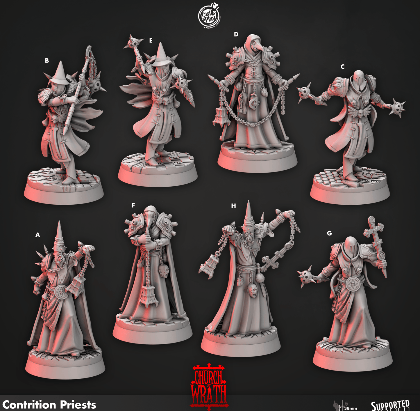 3D Printed Cast n Play Contrition Priests Church of Wrath 28mm 32mm D&D - 3D Printing Boss 