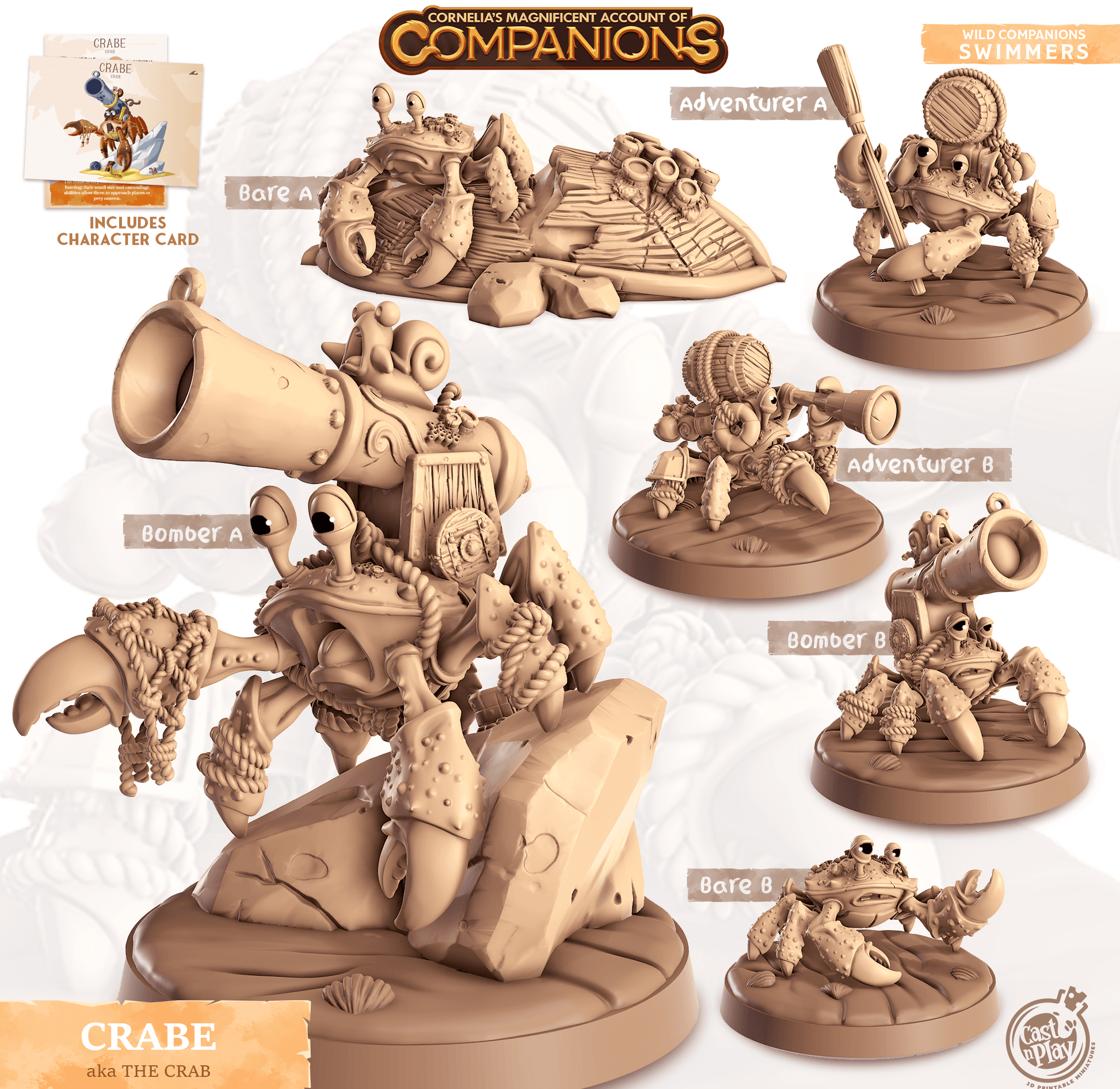 3D Printed Cast n Play Crabe - Crab Companions 28mm 32mm D&D - 3D Printing Boss 