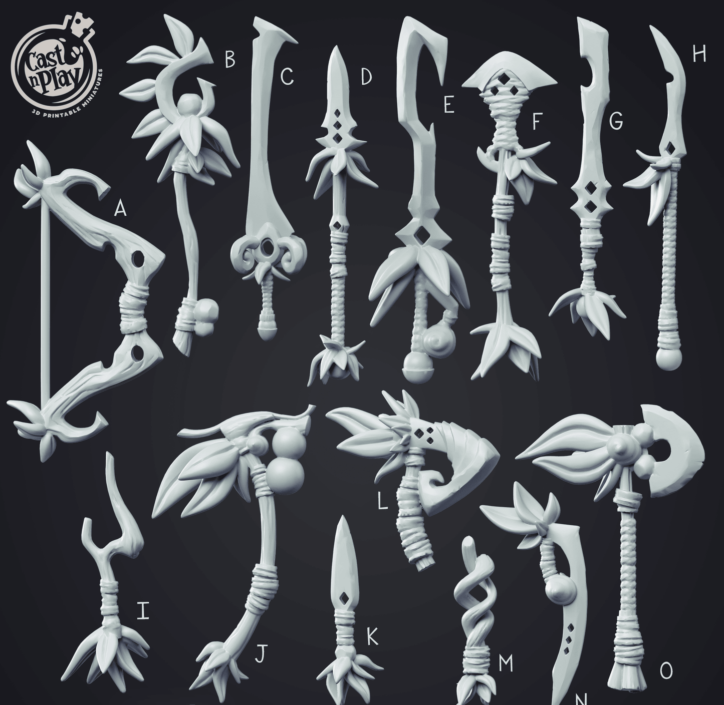 3D Printed Cast n Play Creature Weapons Set 28mm 32mm D&D - 3D Printing Boss 