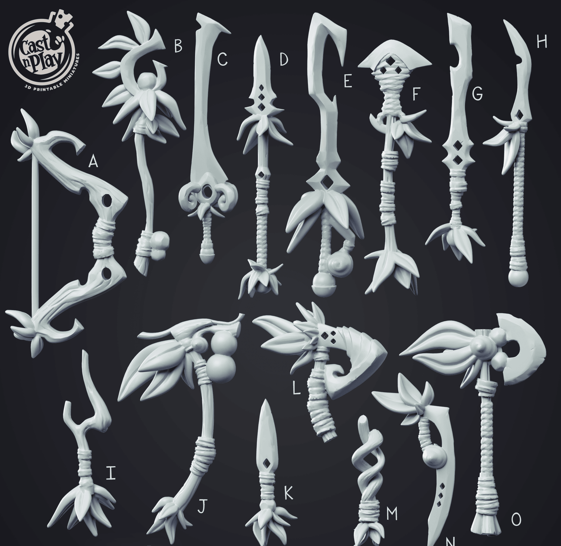 3D Printed Cast n Play Creature Weapons Set 28mm 32mm D&D - 3D Printing Boss 