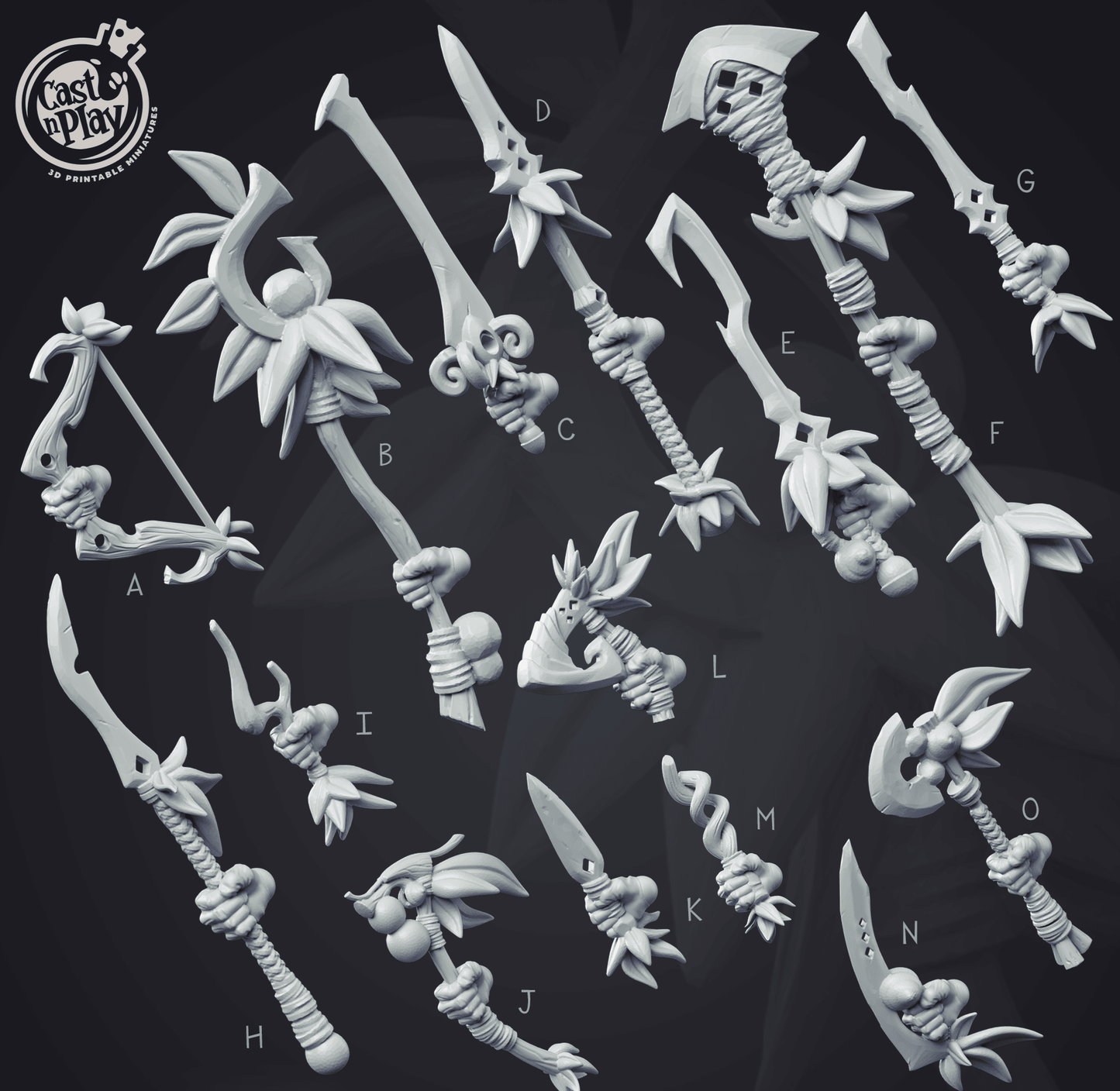 3D Printed Cast n Play Creature Weapons Set 28mm 32mm D&D - 3D Printing Boss 