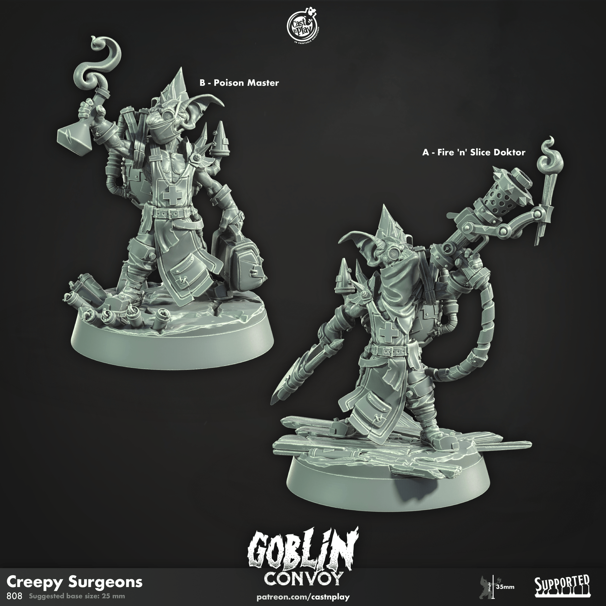 3D Printed Cast n Play Creepy Surgeons The Goblin Convoy 28mm 32mm D&D - 3D Printing Boss 