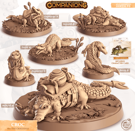 3D Printed Cast n Play Croc - The Crocodile Companions 28mm 32mm D&D - 3D Printing Boss 