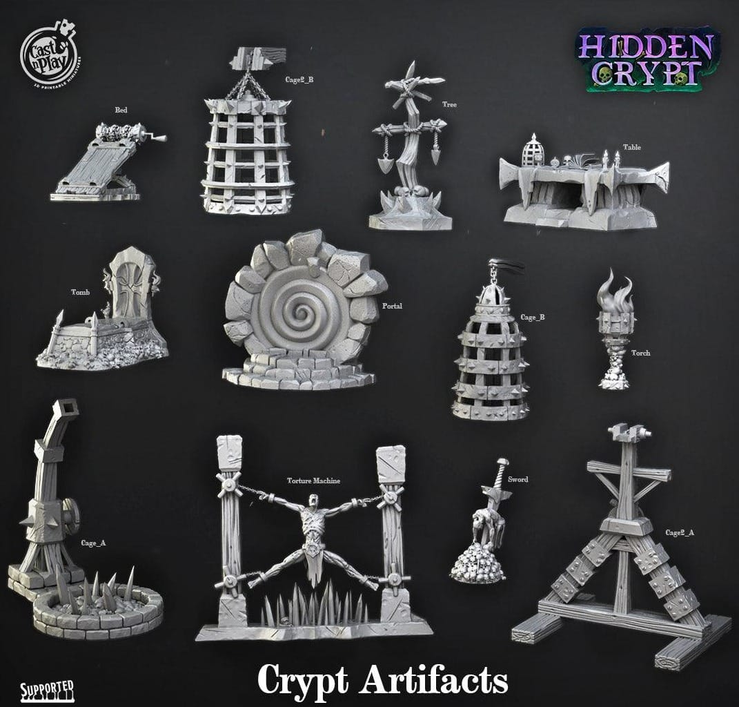 3D Printed Cast n Play Crypt Artifacts Torture Devices 28mm 32mm D&D - 3D Printing Boss 