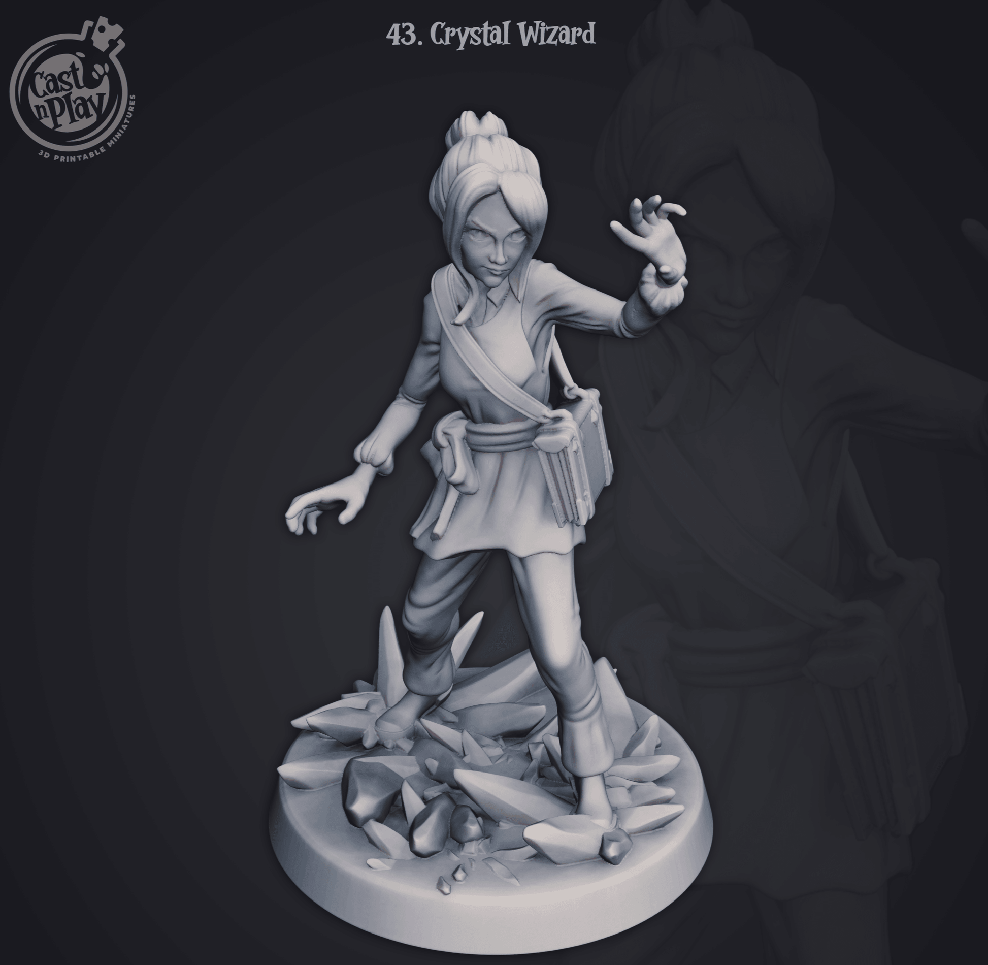 3D Printed Cast n Play Crystal Wizard 28mm 32mm D&D - 3D Printing Boss 