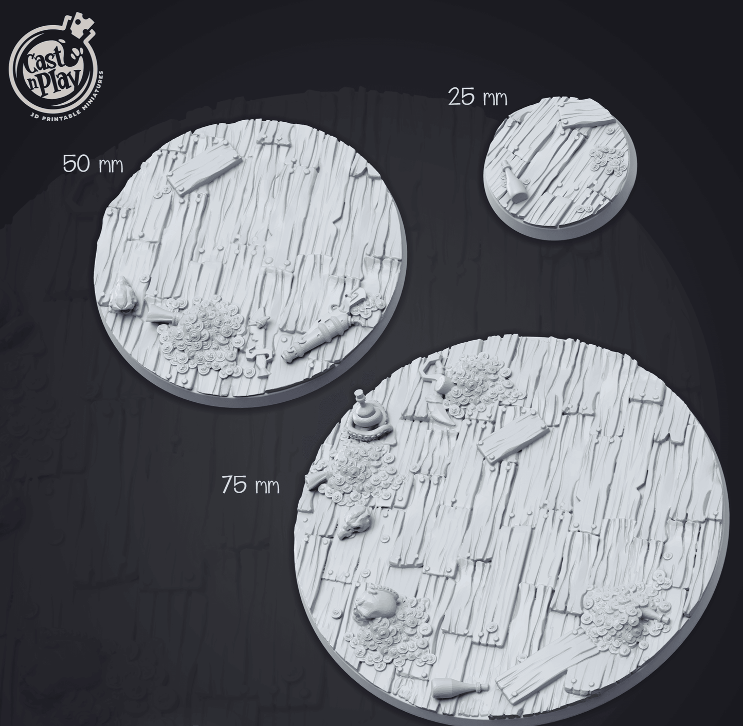 3D Printed Cast n Play - Cursed Crew Bases 28mm 32mm D&D - 3D Printing Boss 
