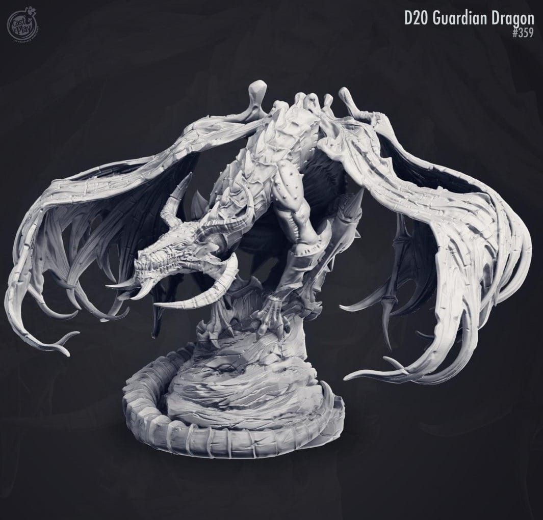 3D Printed Cast n Play D20 Guardian Black Dragon 28mm 32mm D&D - 3D Printing Boss 