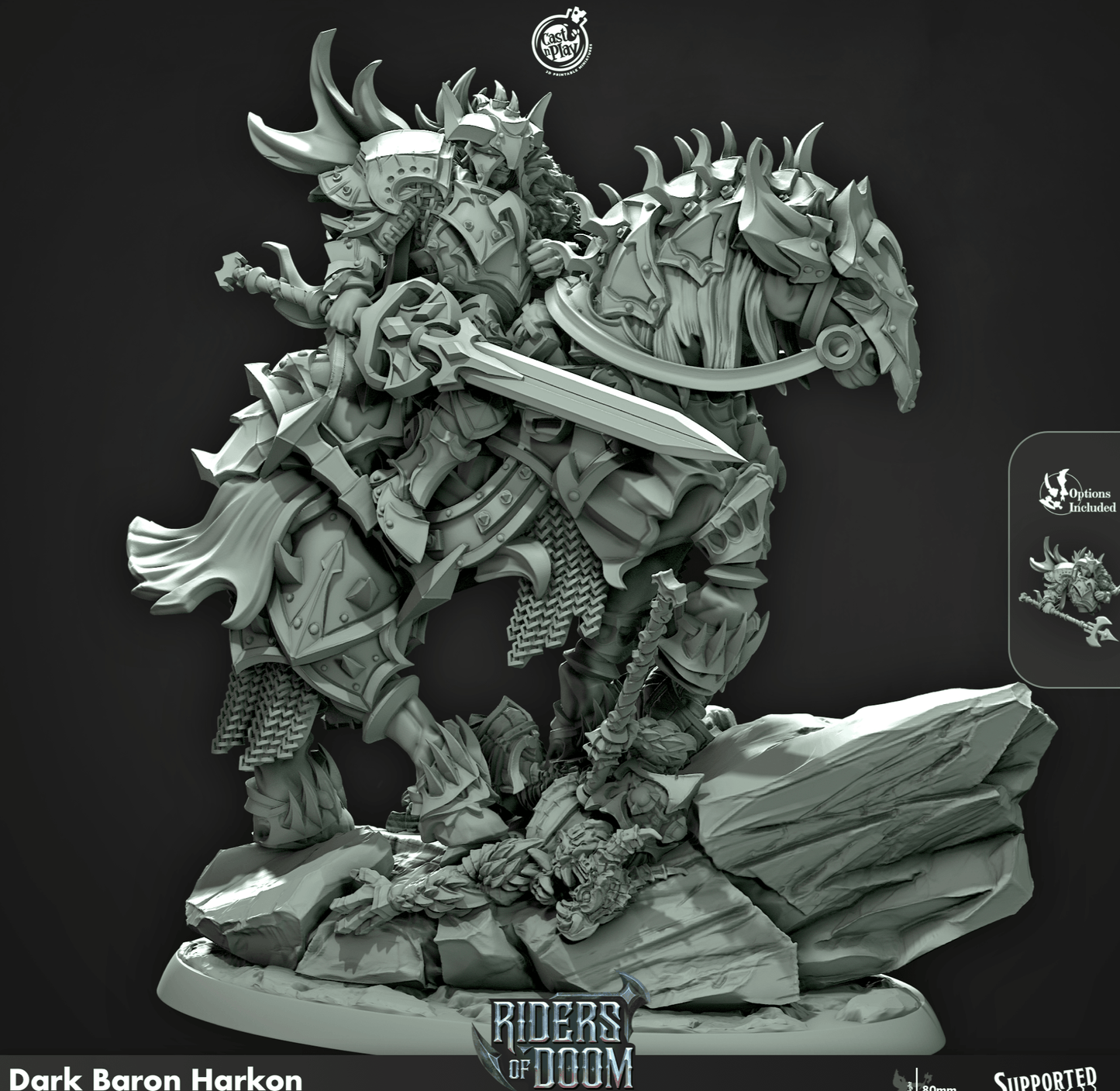 3D Printed Cast n Play Dark Baron Harkon Riders of Doom Set 28mm 32mm D&D - 3D Printing Boss 