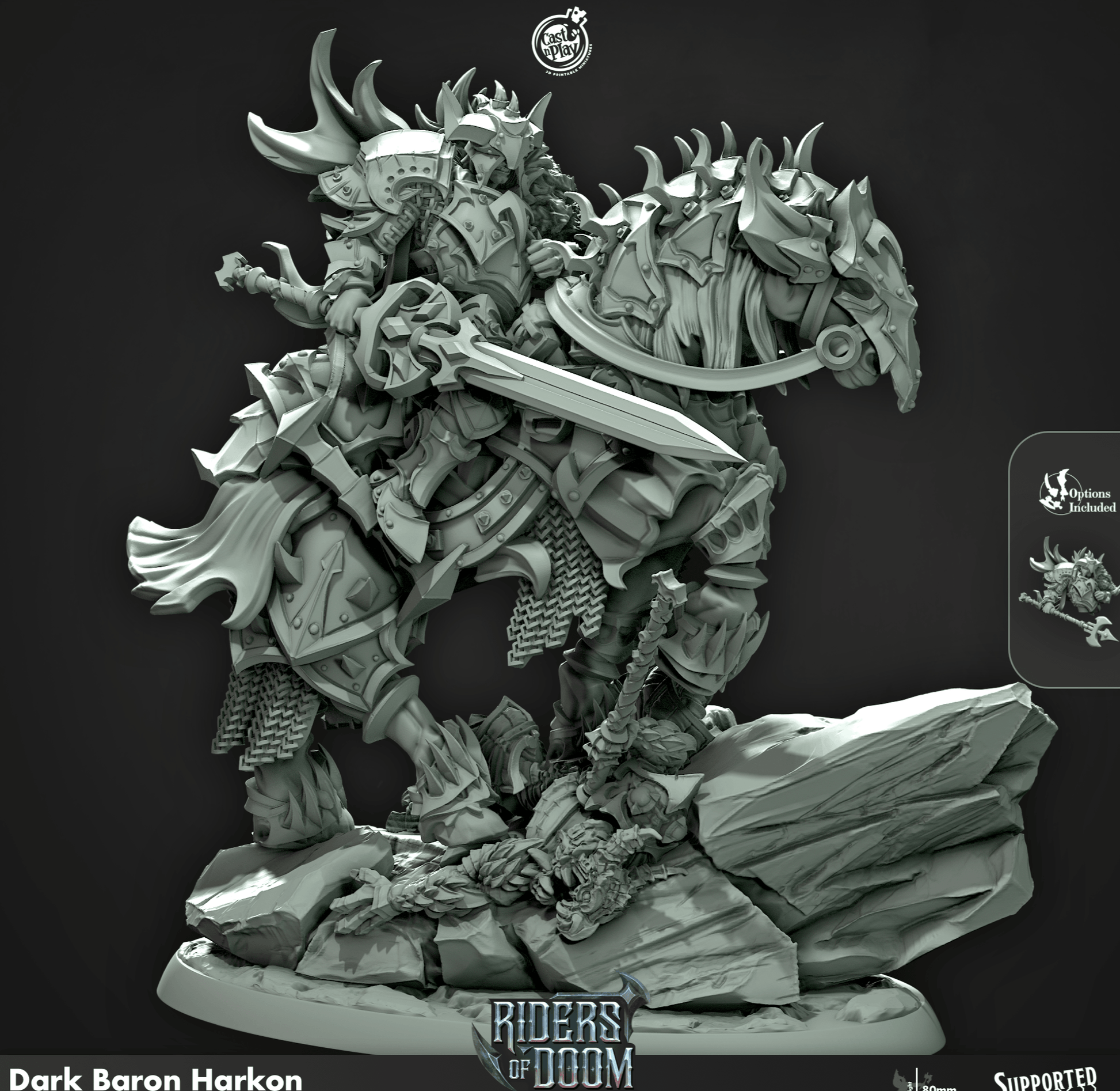 3D Printed Cast n Play Dark Baron Harkon Riders of Doom Set 28mm 32mm D&D - 3D Printing Boss 