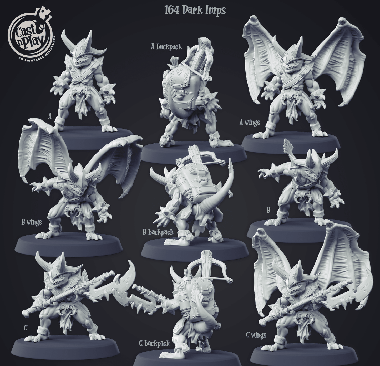 3D Printed Cast n Play Dark Imps 28mm 32mm D&D - 3D Printing Boss 