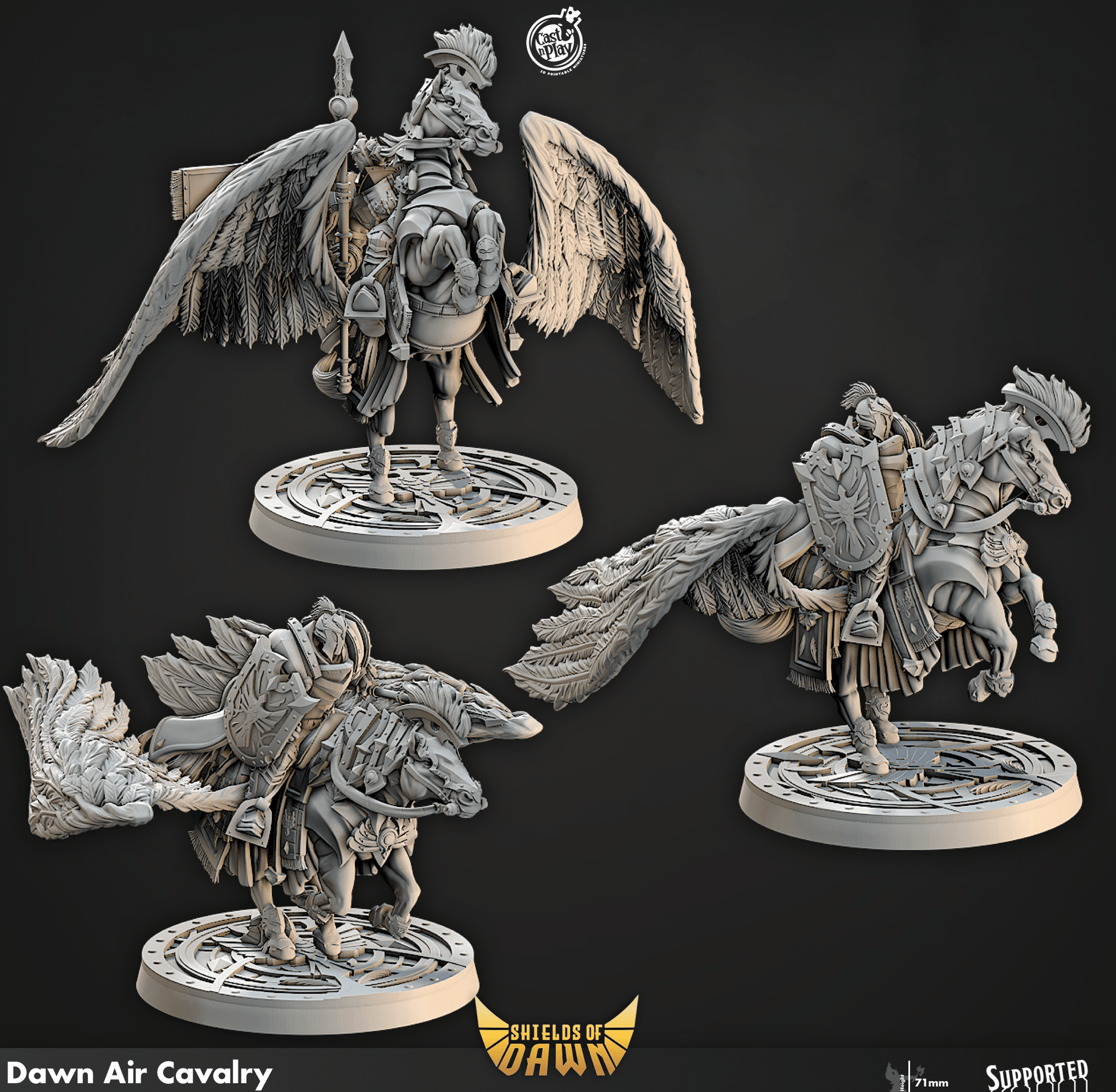 3D Printed Cast n Play Dawn Air Cavalry Shields of Dawn 28mm 32mm D&D - 3D Printing Boss 