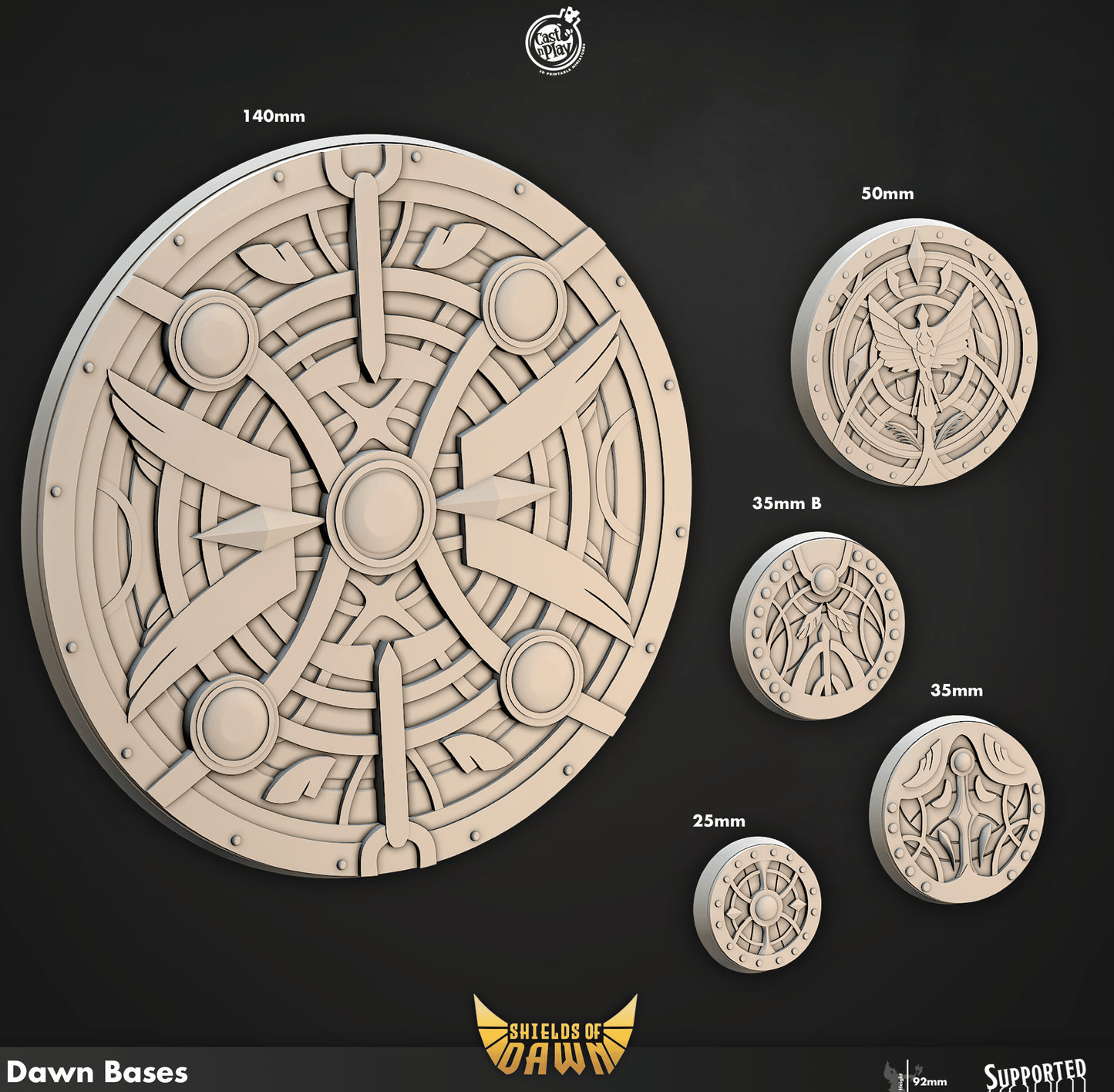 3D Printed Cast n Play Dawn Bases Shields of Dawn 28mm 32mm D&D - 3D Printing Boss 