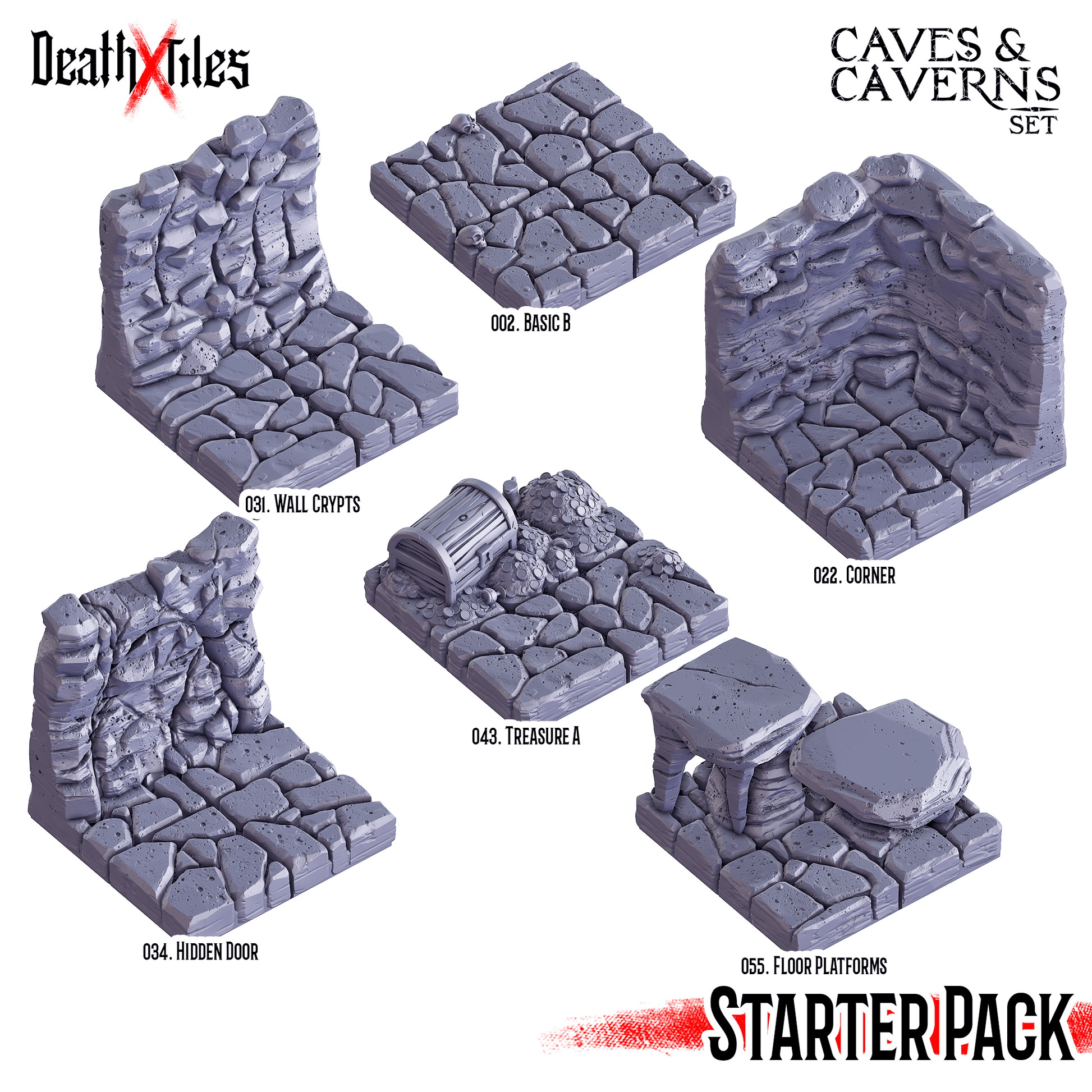 3D Printed Cast n Play Death Tiles Caves and Caverns Starter Set - 3D Printing Boss 