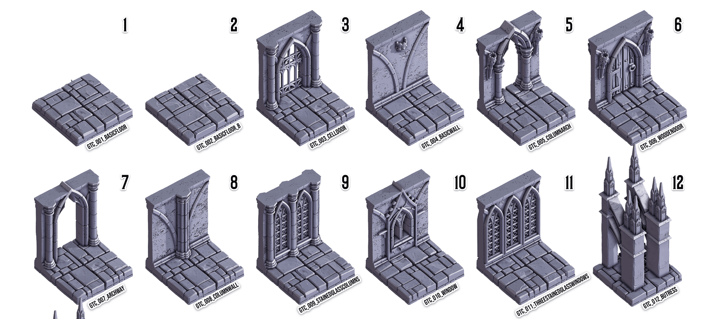 3D Printed Cast n Play Death x Tiles Complete Gothic Set 28mm 32mm D&D - 3D Printing Boss 