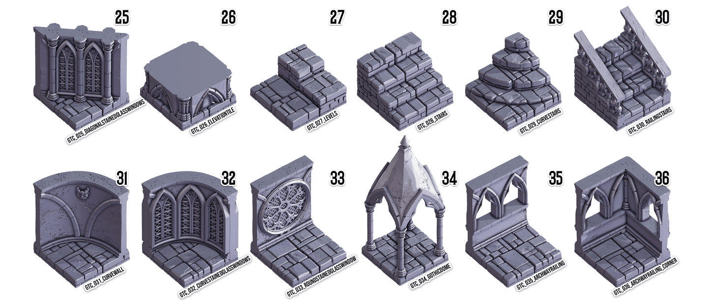 3D Printed Cast n Play Death x Tiles Complete Gothic Set 28mm 32mm D&D - 3D Printing Boss 