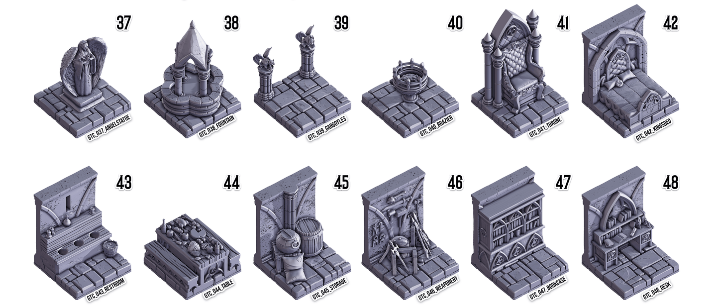 3D Printed Cast n Play Death x Tiles Complete Gothic Set 28mm 32mm D&D - 3D Printing Boss 