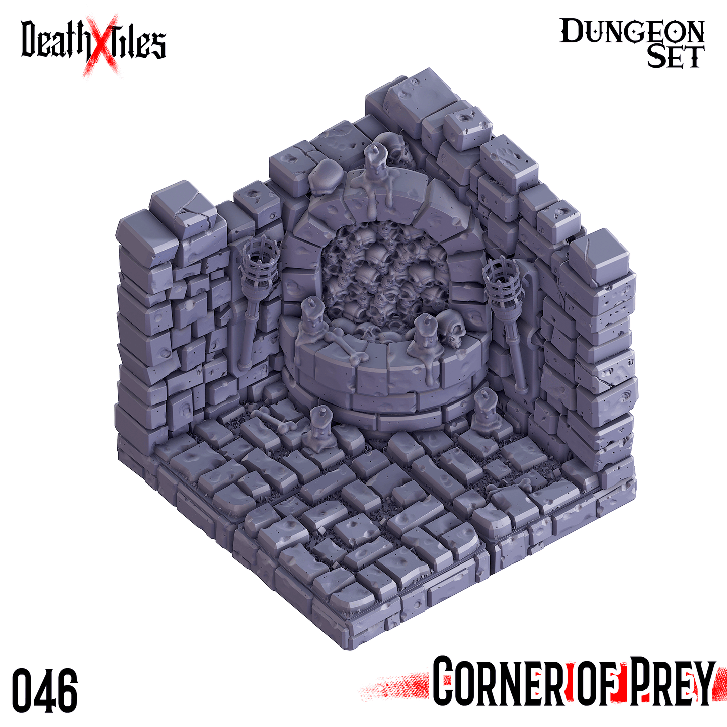 3D Printed Cast n Play Death x Tiles Corner Walls Set 28mm 32mm D&D - 3D Printing Boss 