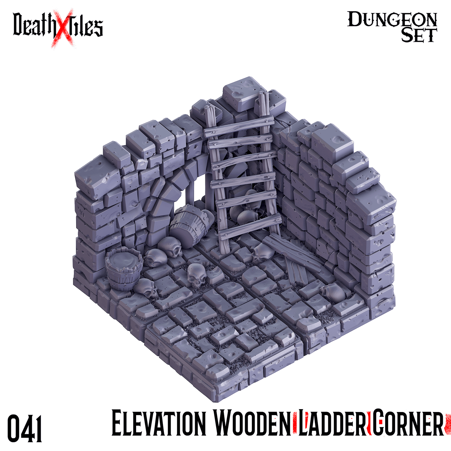 3D Printed Cast n Play Death x Tiles Corner Walls Set 28mm 32mm D&D - 3D Printing Boss 