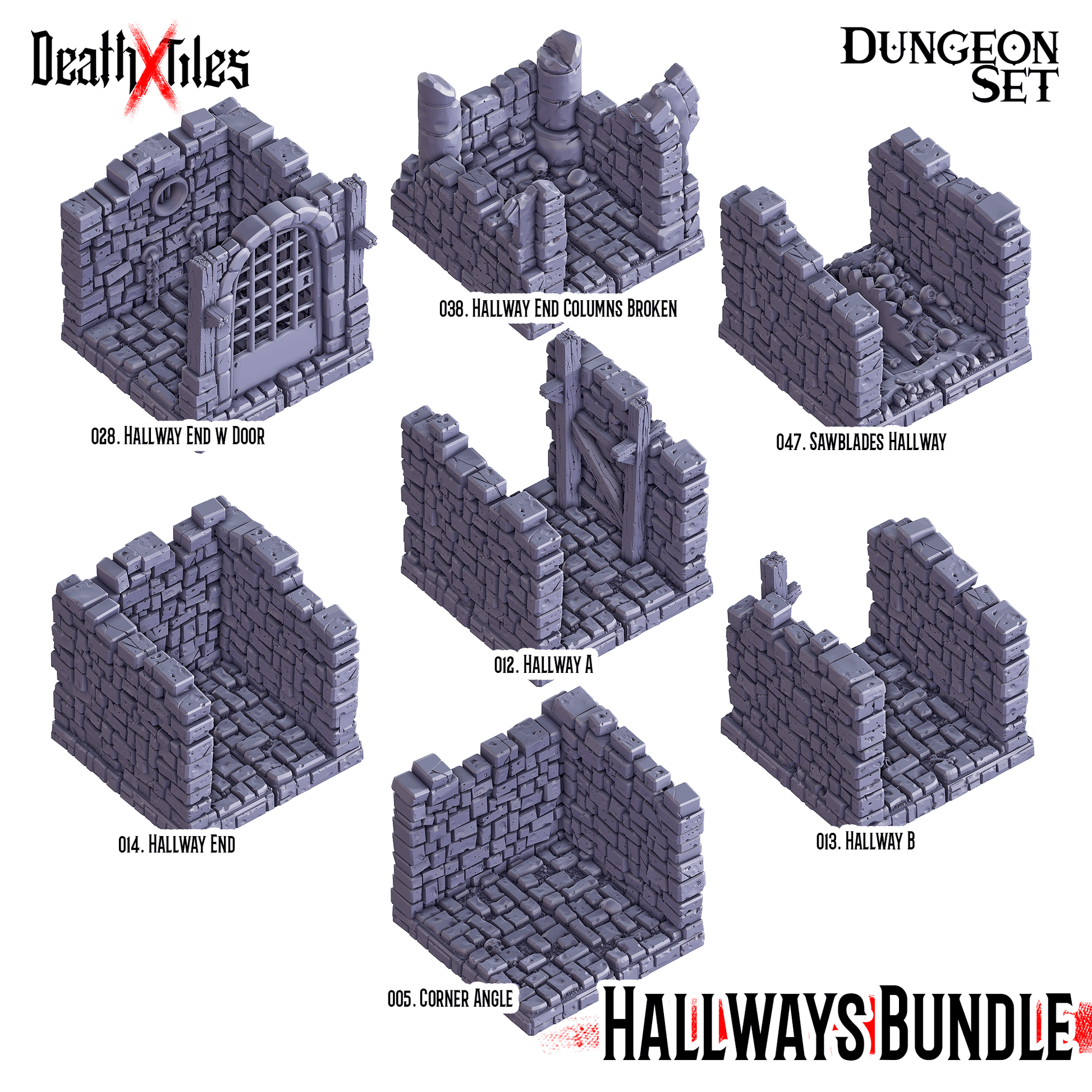 3D Printed Cast n Play Death x Tiles Hallways Set 28mm 32mm D&D - 3D Printing Boss 
