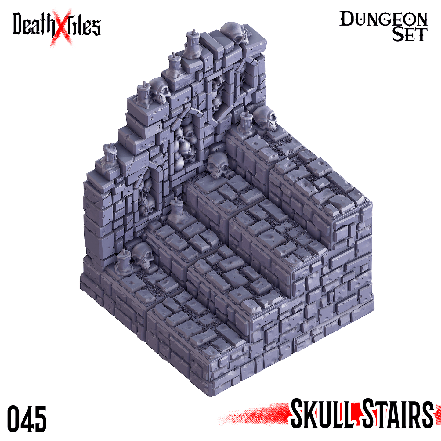 3D Printed Cast n Play Death x Tiles - Stairs Ramp Set 28mm 32mm D&D - 3D Printing Boss 