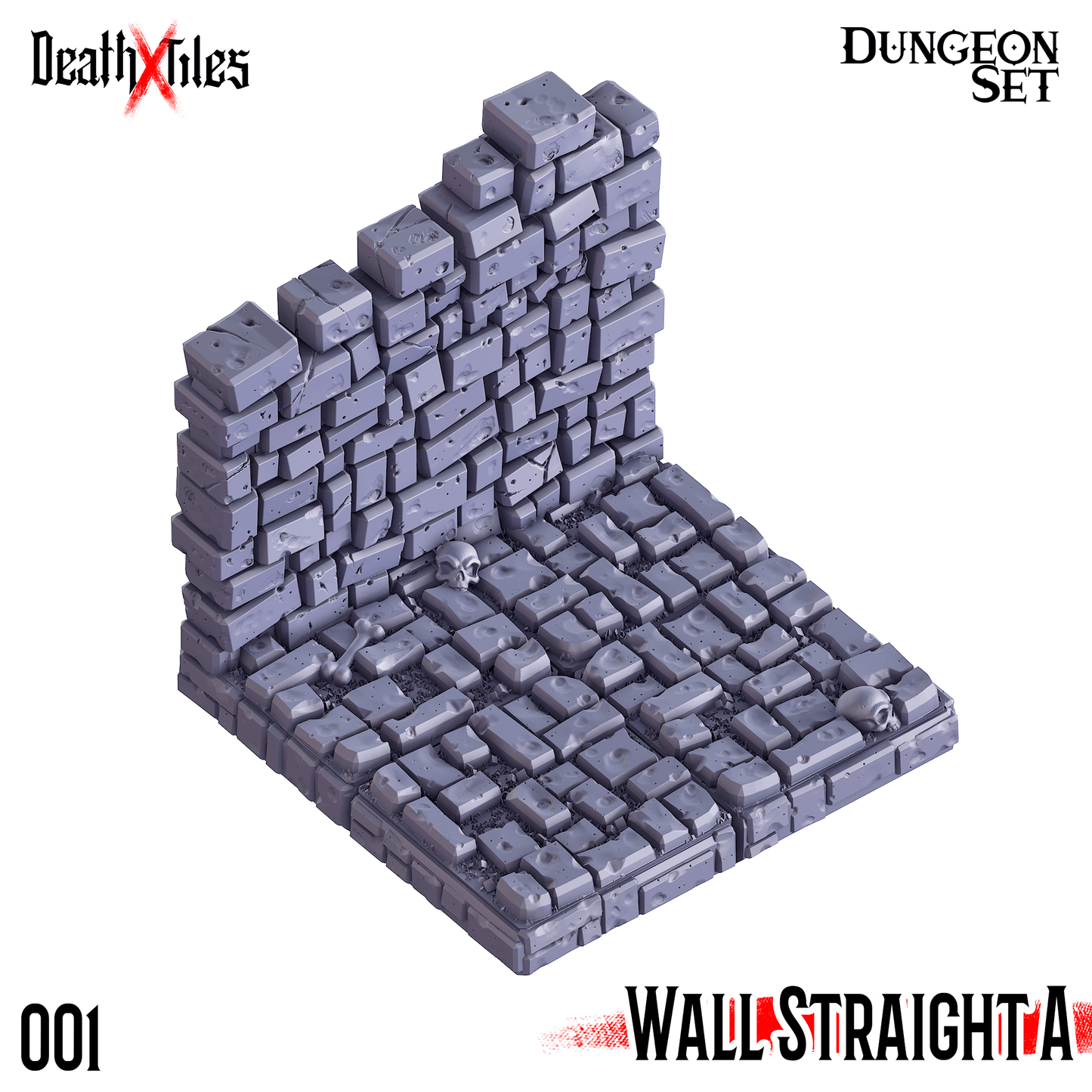 3D Printed Cast n Play Death x Tiles - Straight Walls Set 28mm 32mm D&D - 3D Printing Boss 