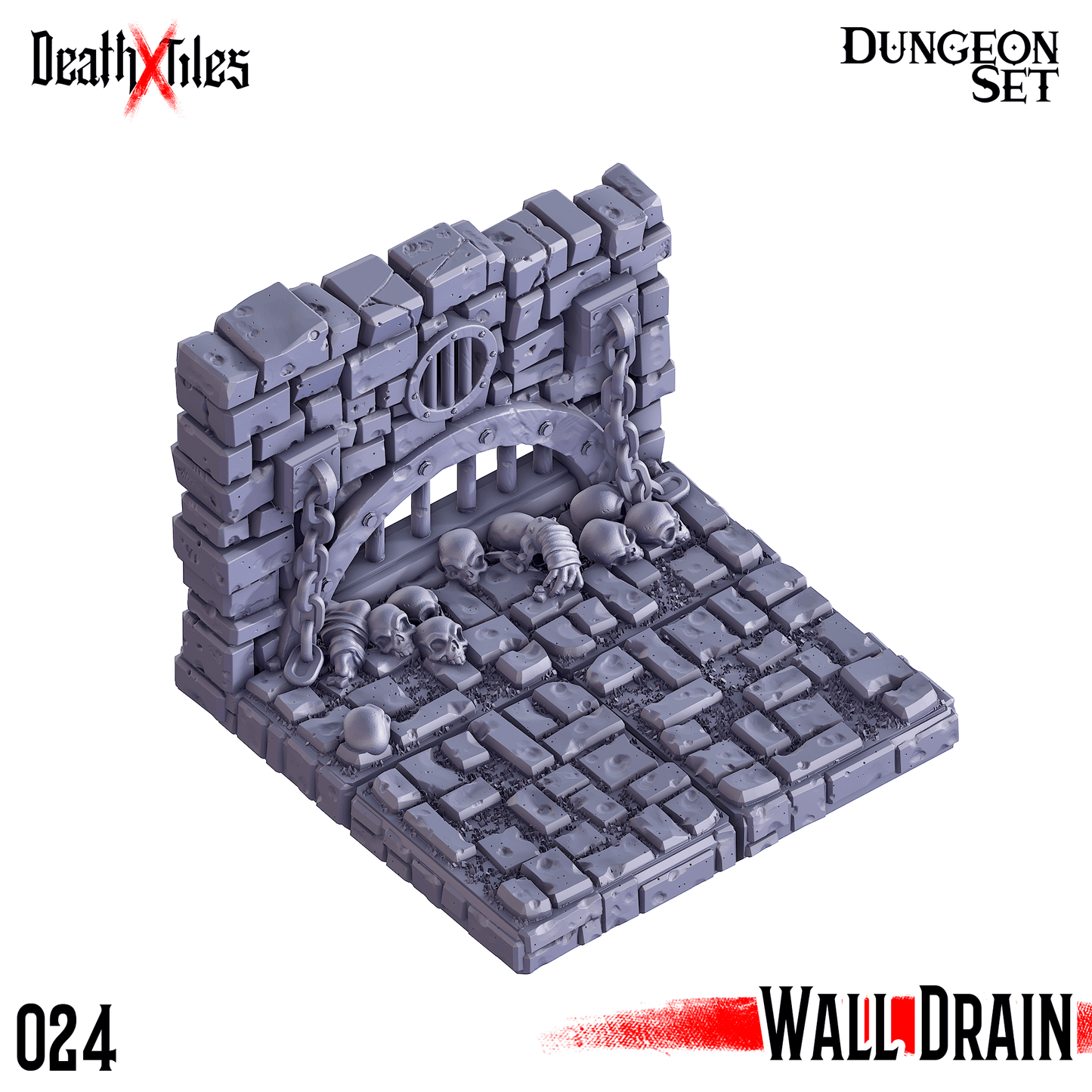 3D Printed Cast n Play Death x Tiles - Straight Walls Set 28mm 32mm D&D - 3D Printing Boss 