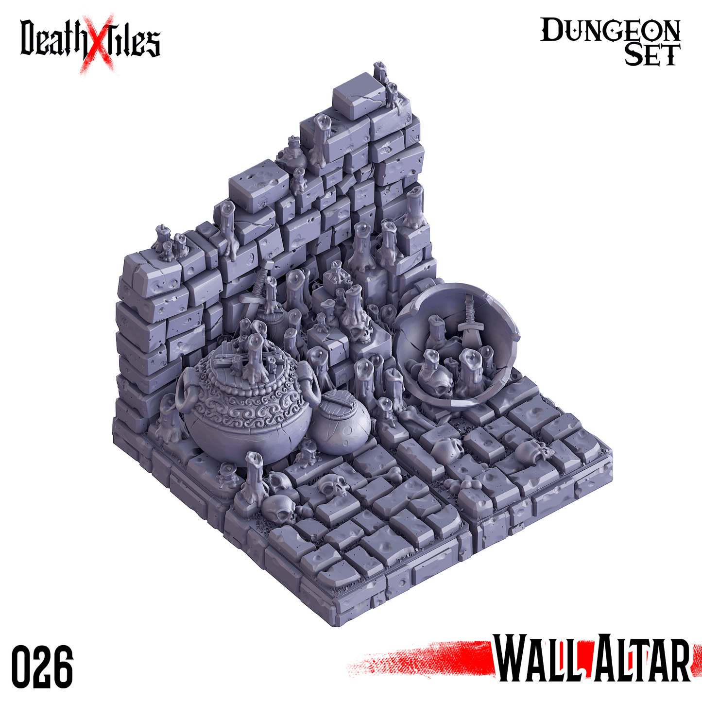 3D Printed Cast n Play Death x Tiles - Straight Walls Set 28mm 32mm D&D - 3D Printing Boss 