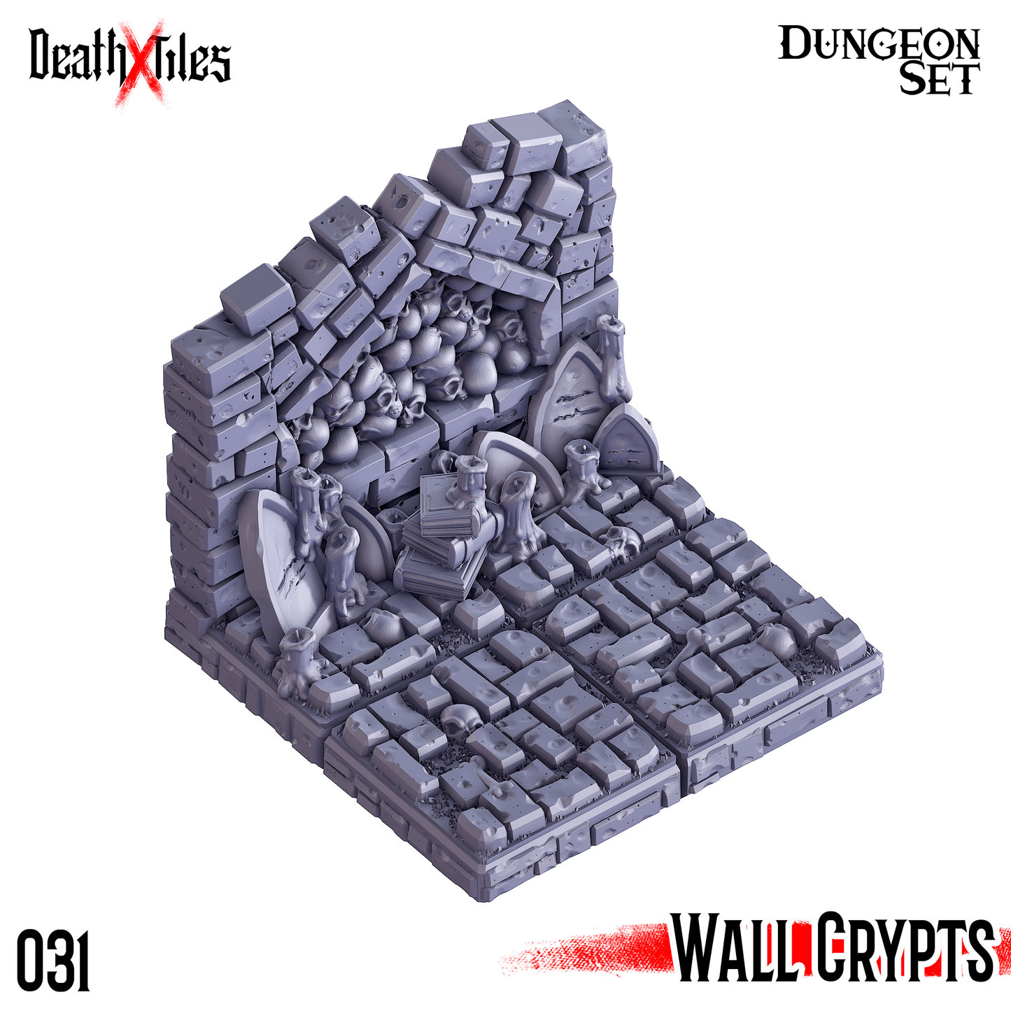 3D Printed Cast n Play Death x Tiles - Straight Walls Set 28mm 32mm D&D - 3D Printing Boss 