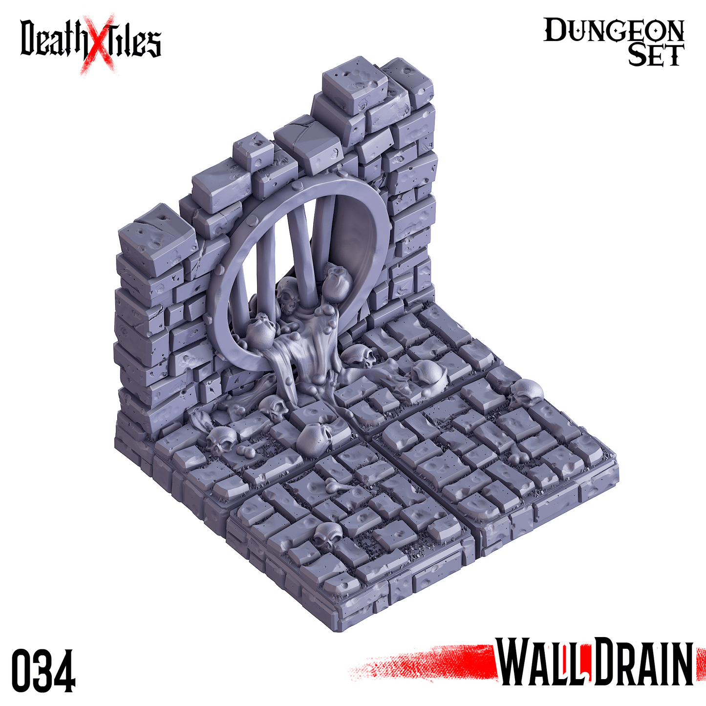 3D Printed Cast n Play Death x Tiles - Straight Walls Set 28mm 32mm D&D - 3D Printing Boss 
