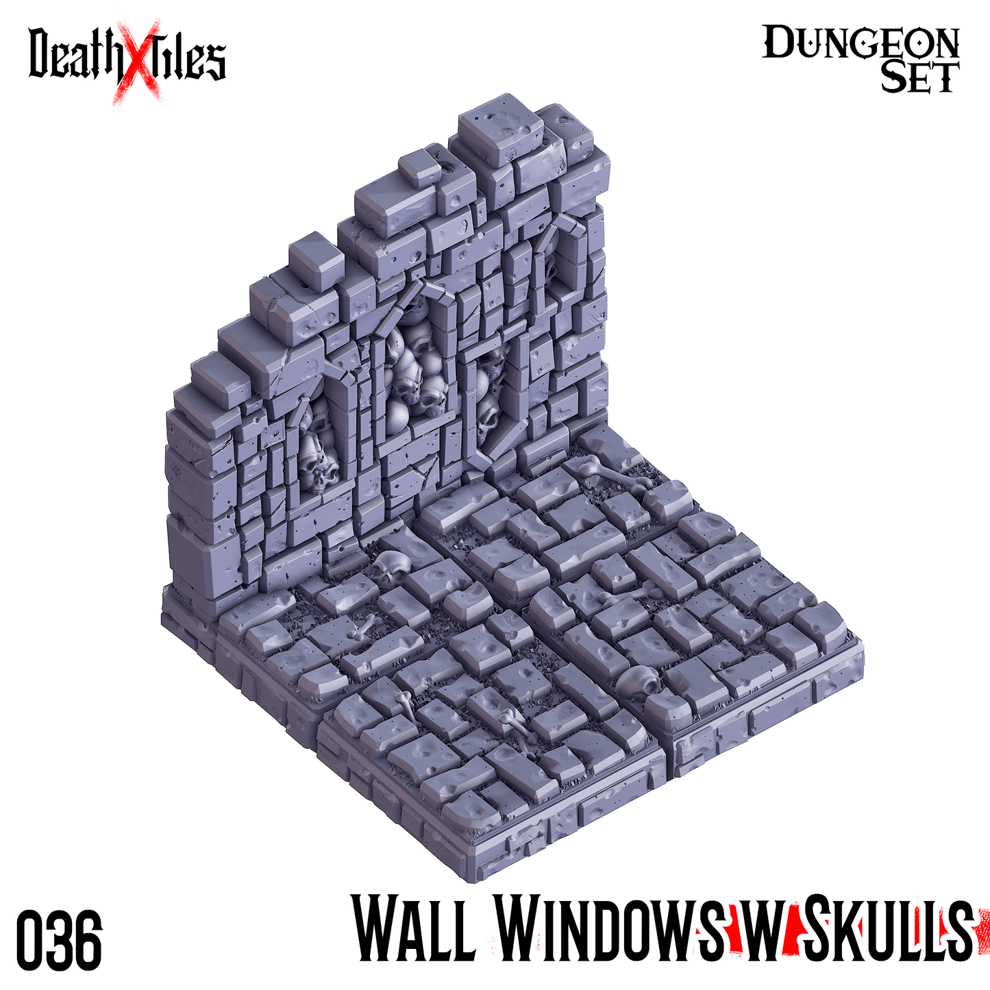 3D Printed Cast n Play Death x Tiles - Straight Walls Set 28mm 32mm D&D - 3D Printing Boss 