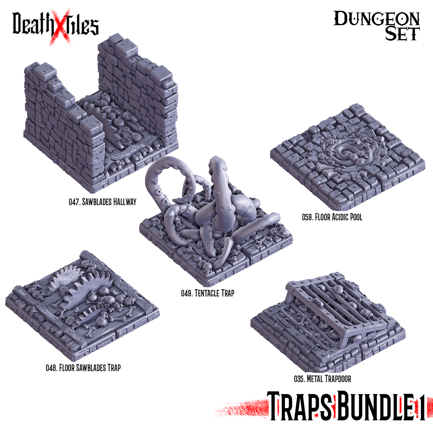 3D Printed Cast n Play Death x Tiles - Trap Bundle Set 2 Dungeon Set 28mm 32mm D&D - 3D Printing Boss 