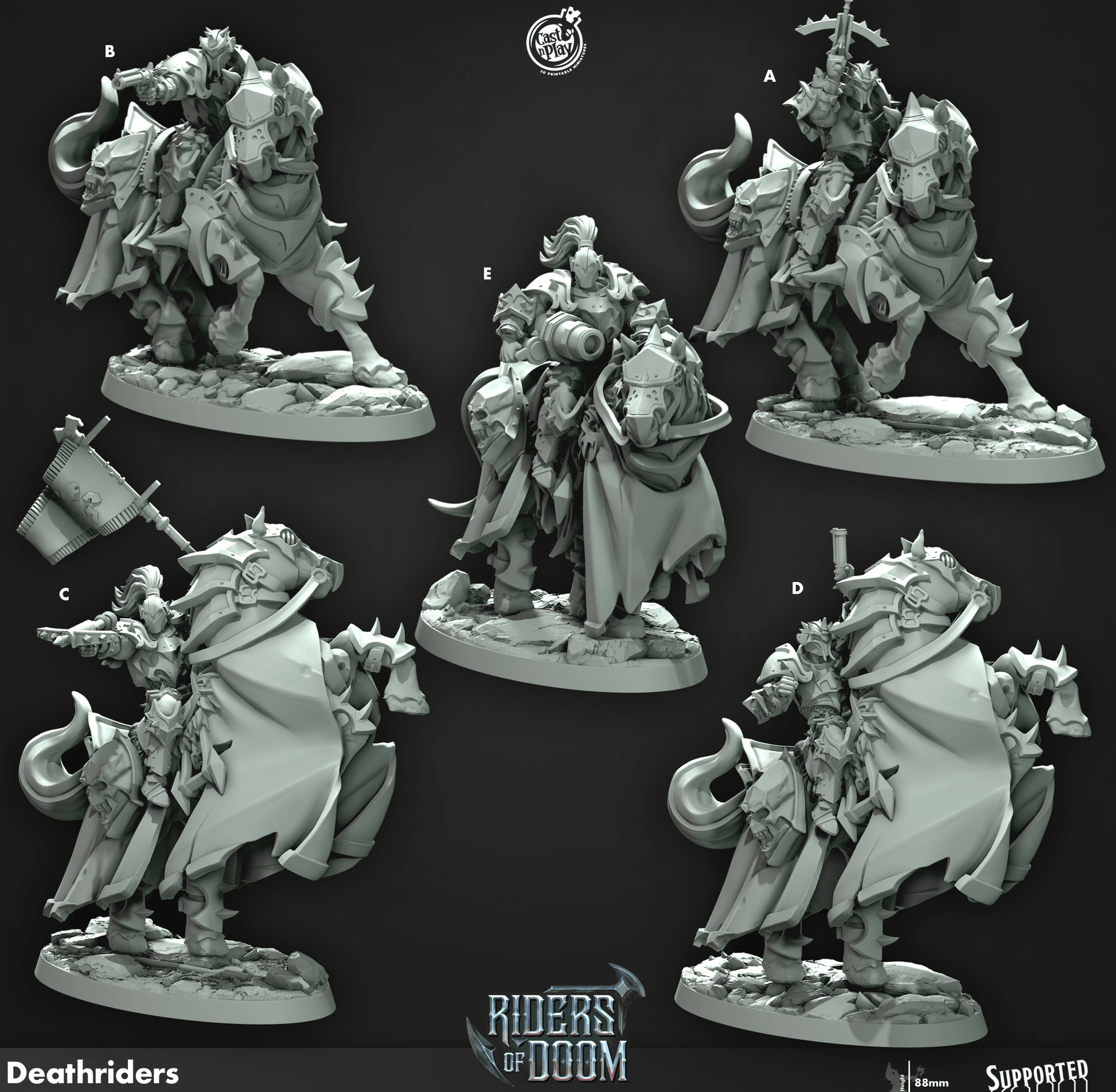 3D Printed Cast n Play Deathriders Riders of Doom Set 28mm 32mm D&D - 3D Printing Boss 